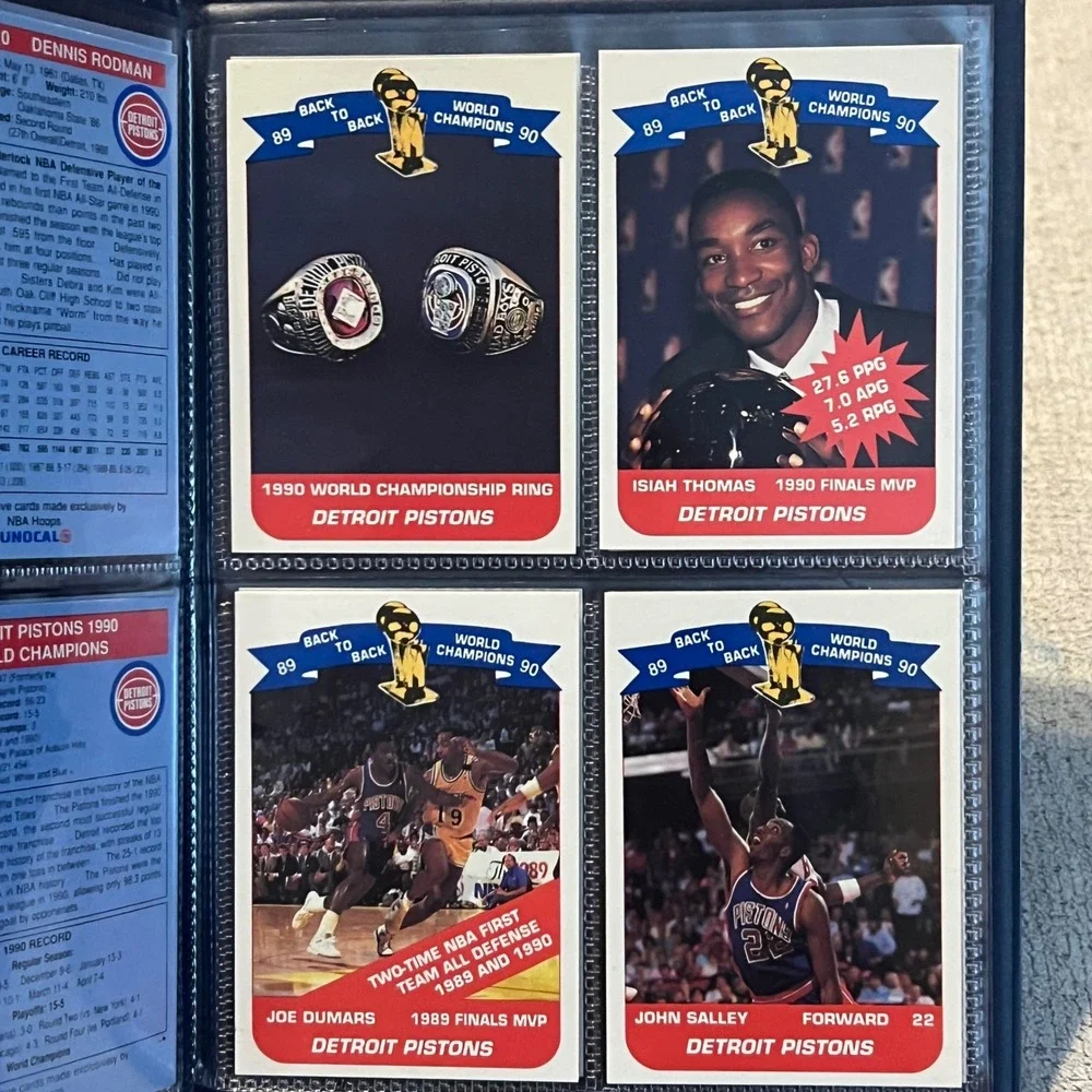 1990 Detroit Pistons NBA Hoops Unocal 76 Commemorative Championship Card Set